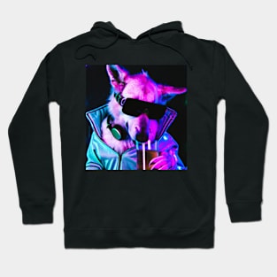 Celebrity Party Dog Synthwave Retro Hoodie